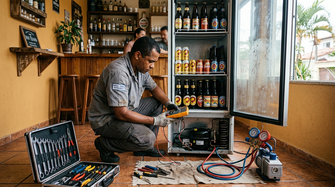Substituição do termostato de uma cervejeira em Caxias do Sul‑RS